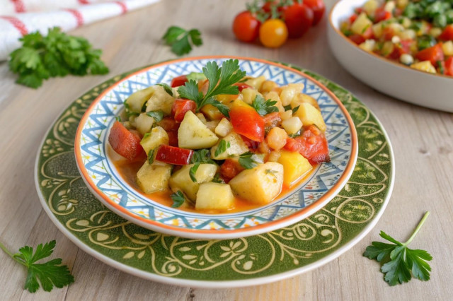 Овощное рагу с кабачками помидорами и картошкой