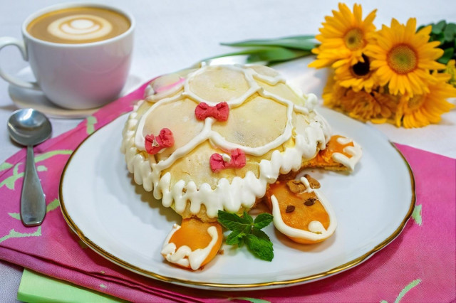 Торт черепаха со сметанным кремом и глазурью