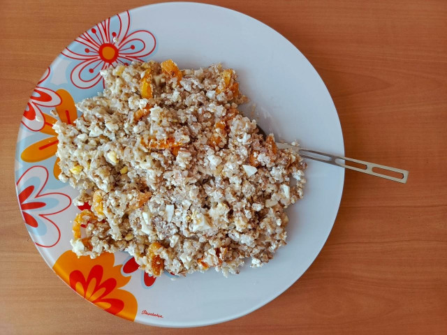 гречка с творогом и курагой