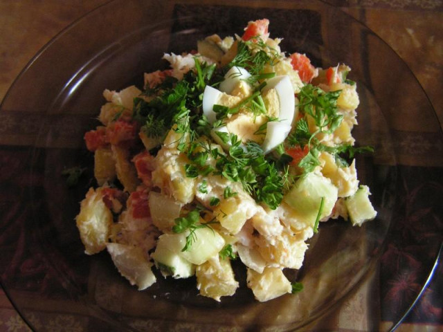 Салат из окуня с овощами