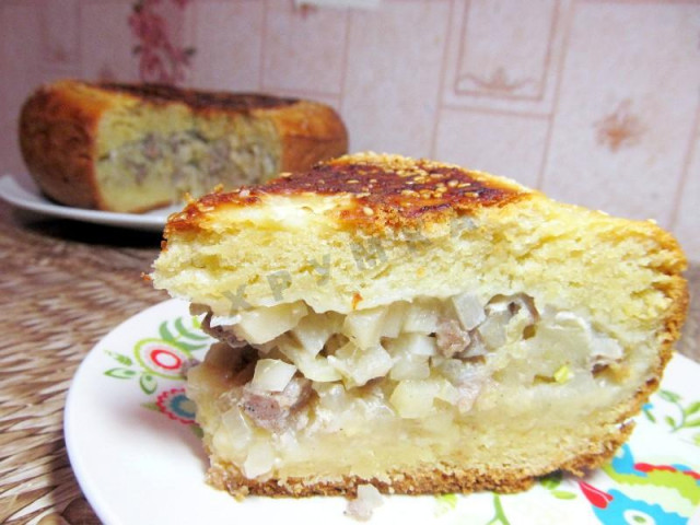Пирог с мясом и картошкой в мультиварке