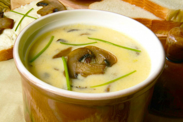 Суп-пюре из шампиньонов с плавленным сыром