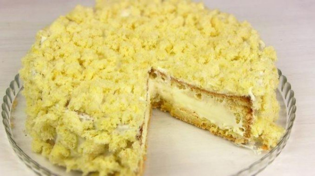 Бисквитный торт Одуванчик со сливочным кремом