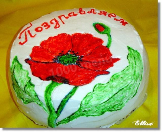 Торт Поздравляем с цветком