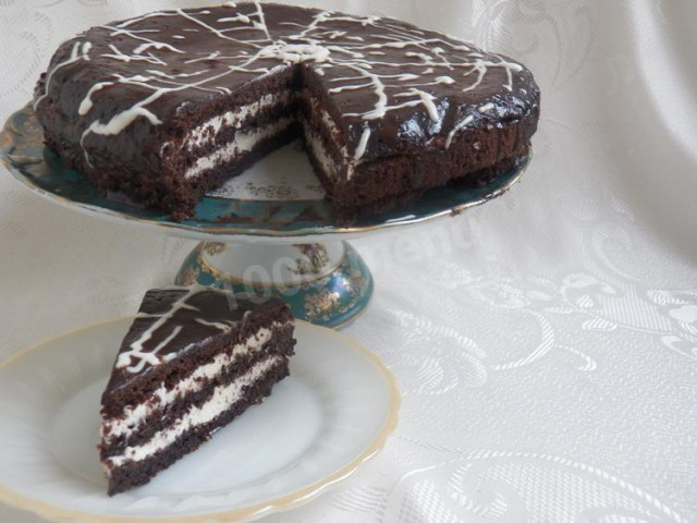 Шоколадно-творожный торт